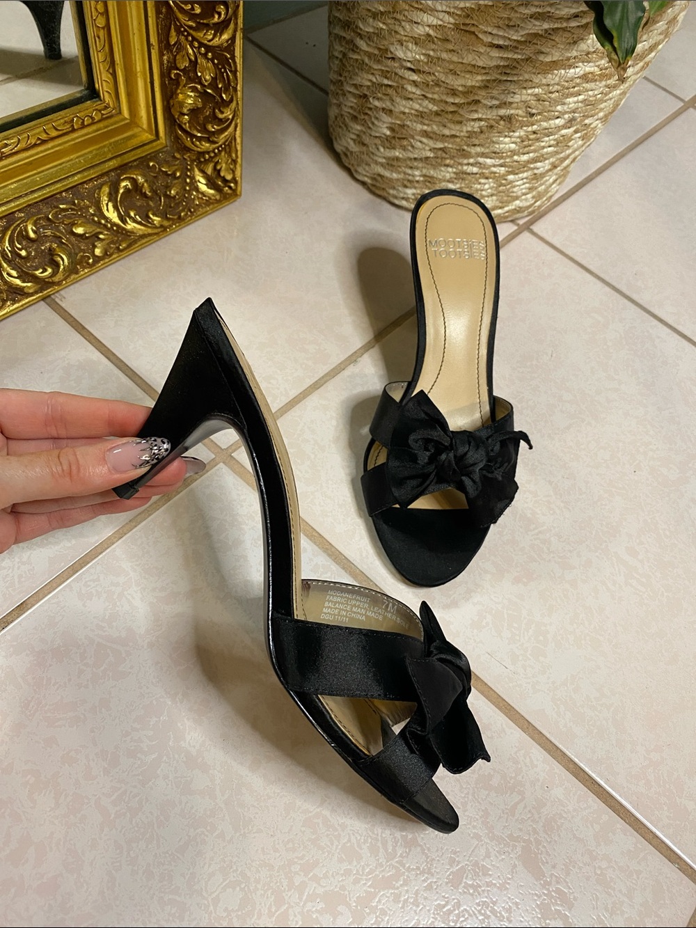 Mootsies Tootsies Black Bow Kitten Heels